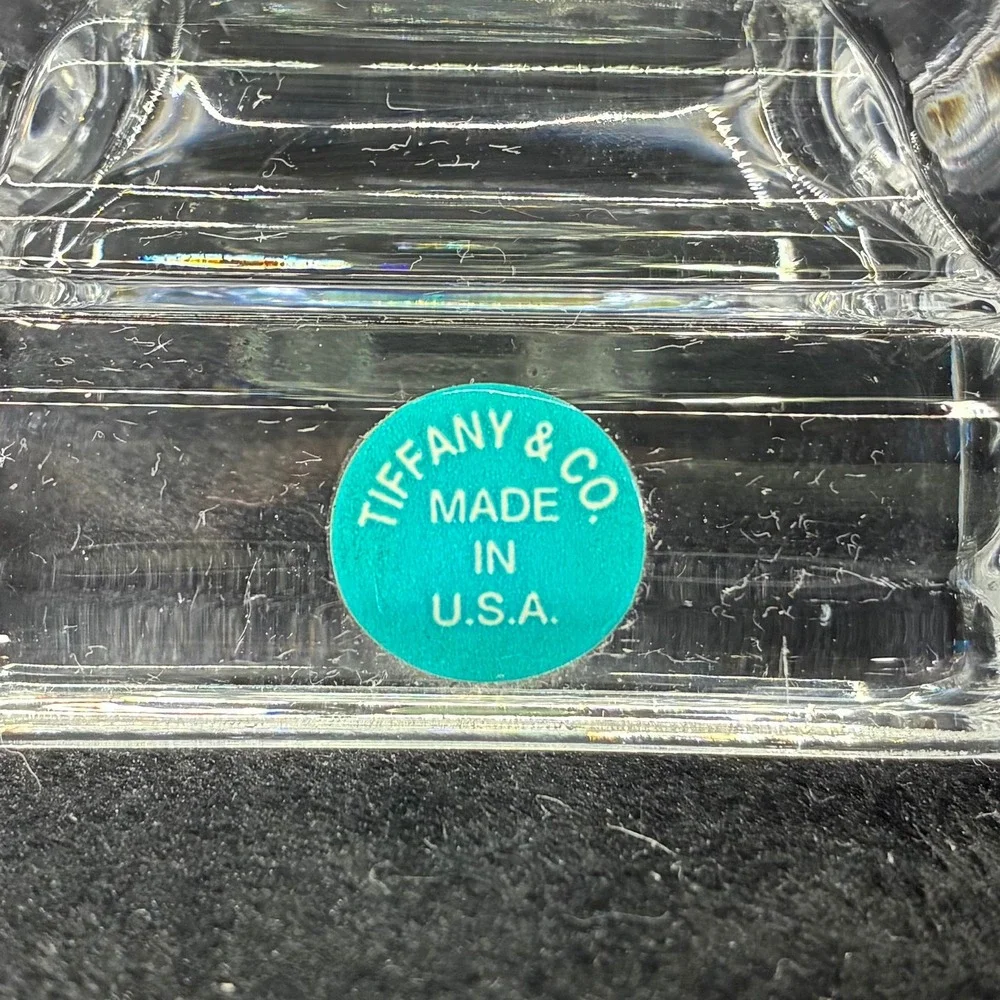 Tiffany & Co Crystal Glass Candlesticks Set of 2 Hexagonal Tiered 8 Inch USA